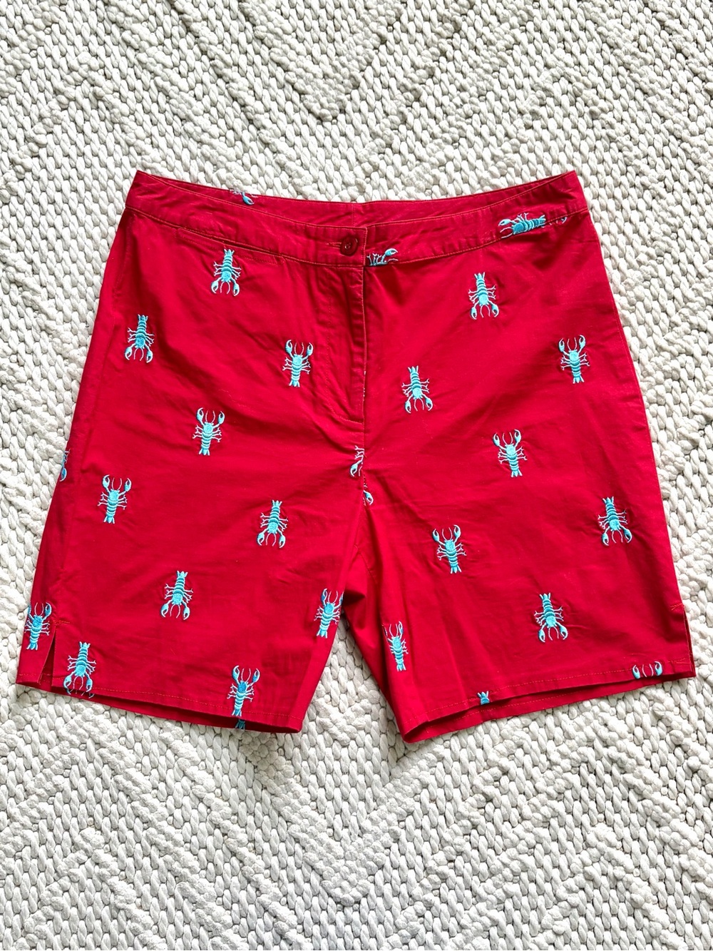 LILLY PULITZER Lobster Embroidered Red Shorts Womens Size 6 EXTREMELY RARE VTG